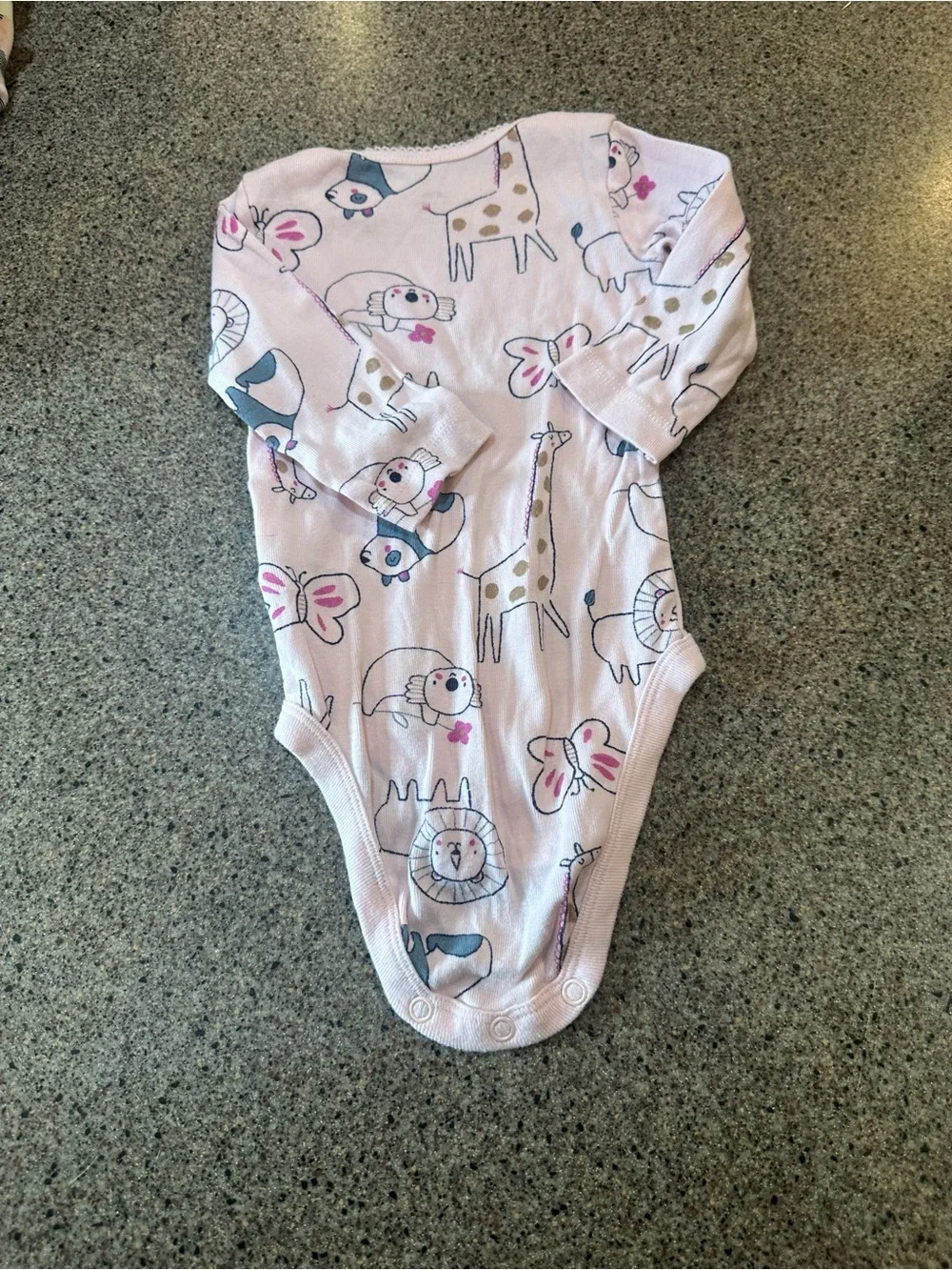 Carter's Light Pink Long-Sleeve Animal Print One-Piece